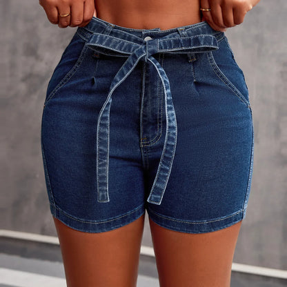 Shorts Jeans Belisse Summer Knot | Shorts Jeans Feminino com Amarração | Bolso Frontal e Cintura Média