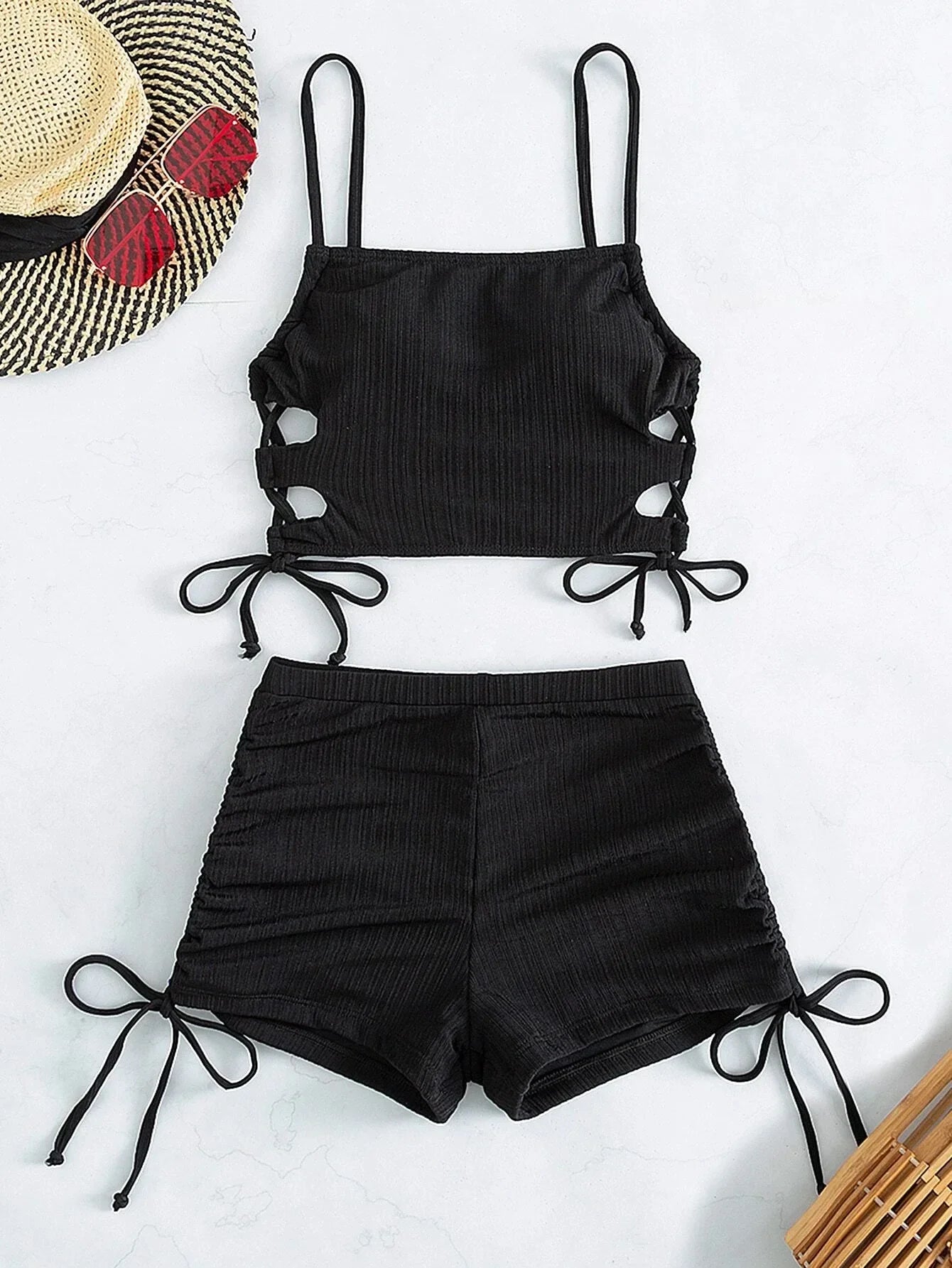 Biquíni Belisse Dual Skin | Biquíni Preto e Branco Feminino | Conjunto de Moda Praia Clássico