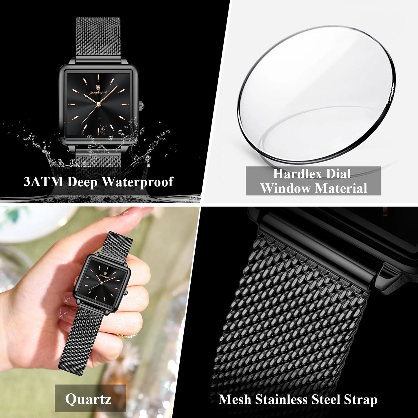 Relógio Belisse Poedagar Elegant WaterSafe | Luxo Feminino | Luminosa | À Prova d’Água