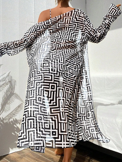 Conjunto Belisse Geo Chic | Biquíni e Saída de Praia com Estampa