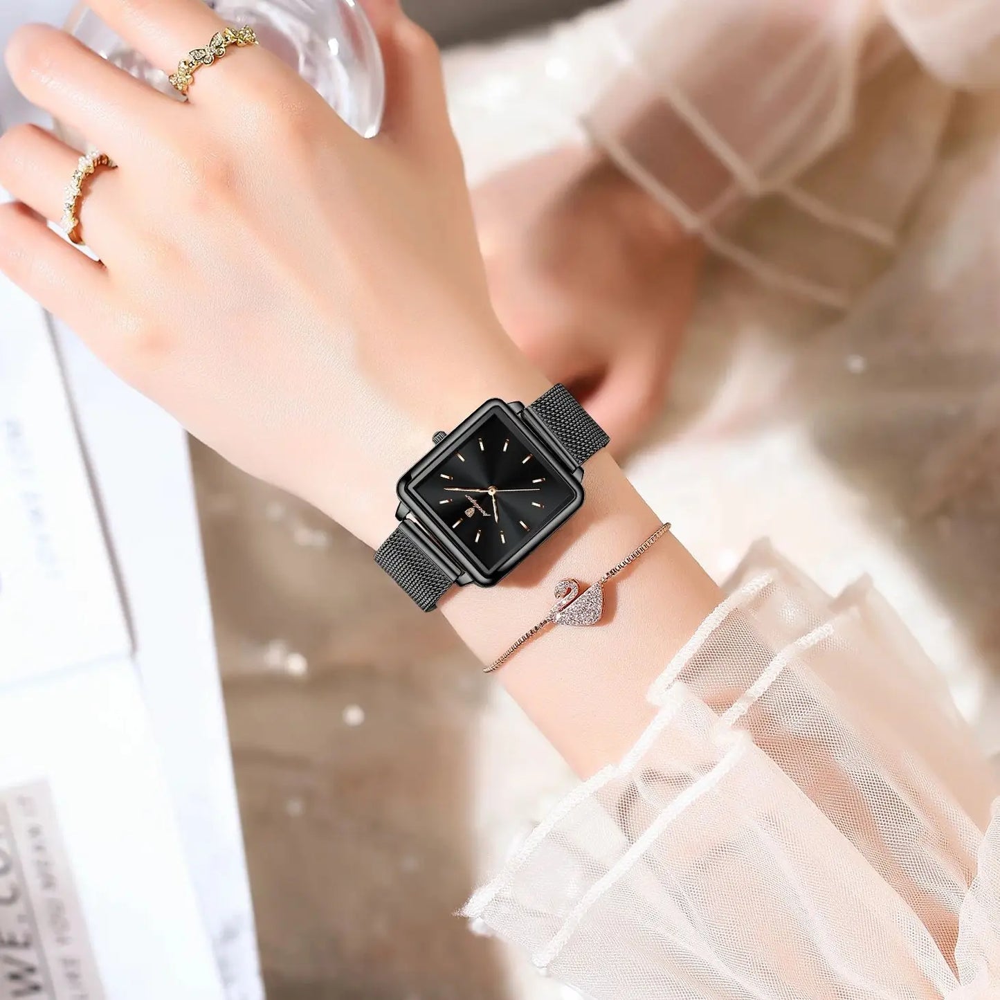 Relógio Belisse Poedagar Elegant WaterSafe | Luxo Feminino | Luminosa | À Prova d’Água