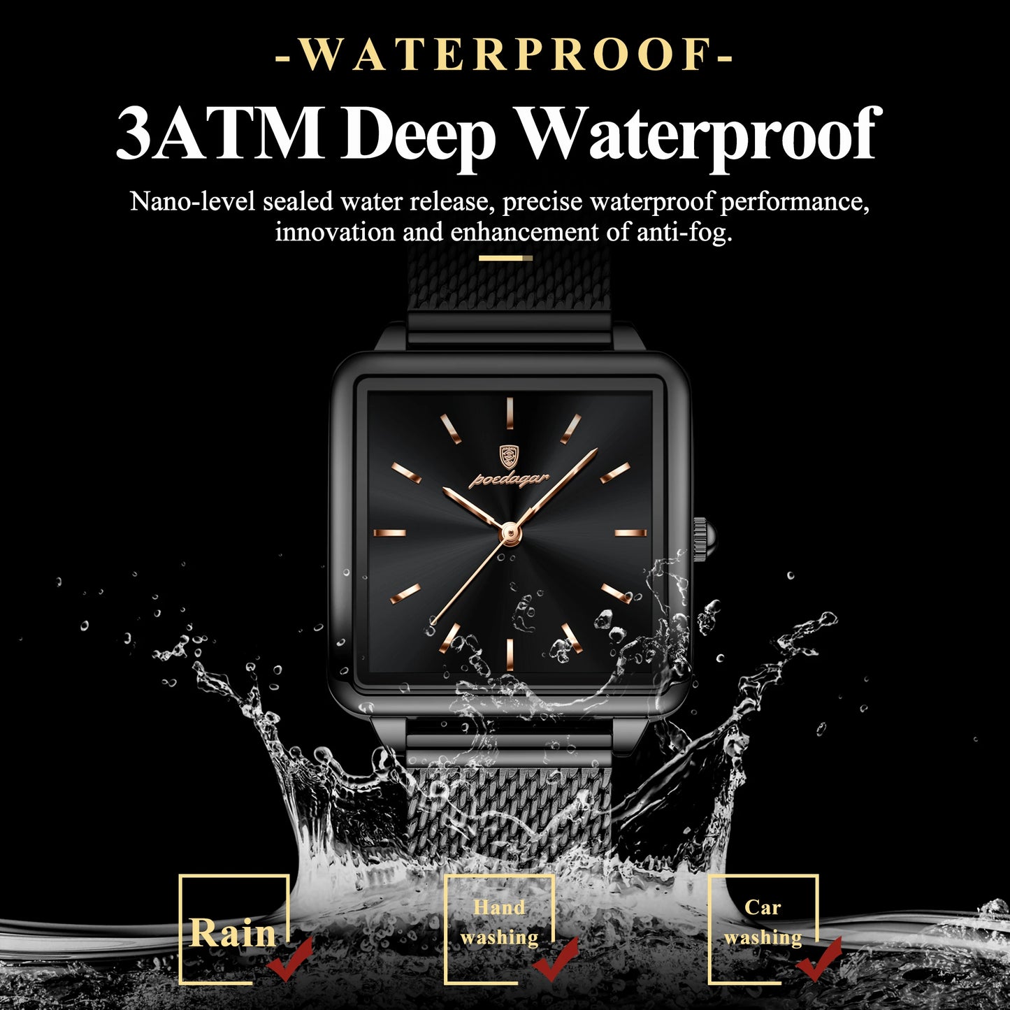 Relógio Belisse Poedagar Elegant WaterSafe | Luxo Feminino | Luminosa | À Prova d’Água